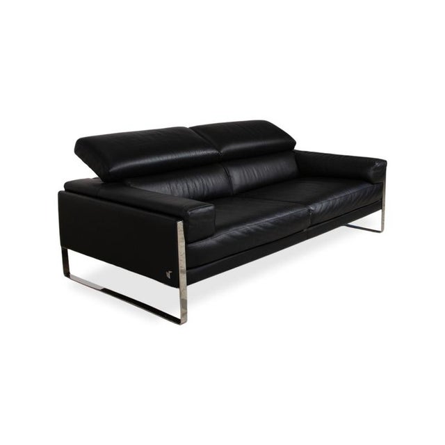 Animal Skin Romeo 2-Seater Sofas in Black Leather and Chrome from Calia, Set of 2 For Sale - Image 7 of 18