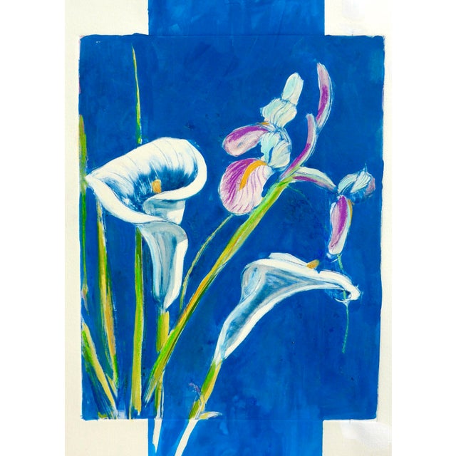 Contemporary "Iris and Lily" Contemporary Modernist Botanical Painting by Adele For Sale - Image 3 of 5
