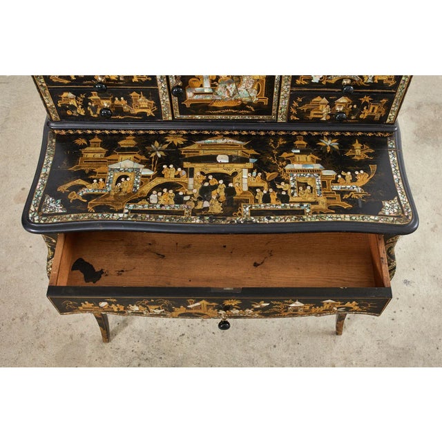 Black 19th Century English Chinoiserie Ladies Secretaire Writing Table For Sale - Image 8 of 13
