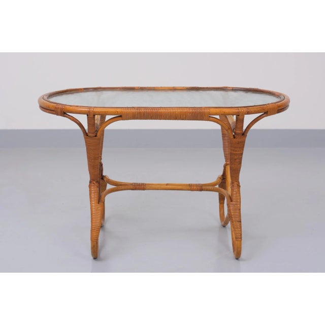 Wicker Coffee Table from Rohé Noordwolde, Holland, 1950s For Sale - Image 6 of 9