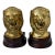 Vtg. Pair of Brass Lion Head Traditional Style Bookends W/Wood Base For Sale