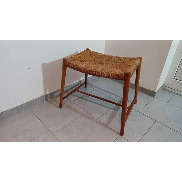 1960s Stool in Straw and Wood, 1960s For Sale - Image 5 of 12