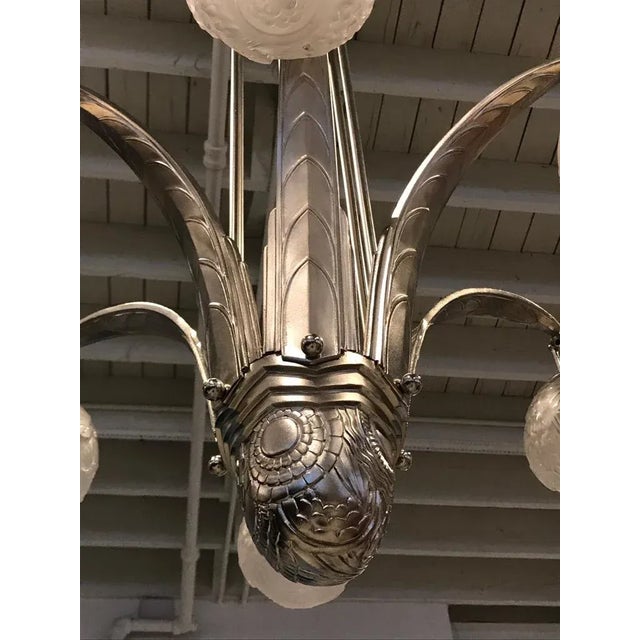 Early 20th Century Large French Art Deco Chandelier Signed by Muller Freres Luneville For Sale - Image 5 of 11