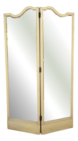 Large Louis XVI Style Mirrored Screen in Lacquered Wood
