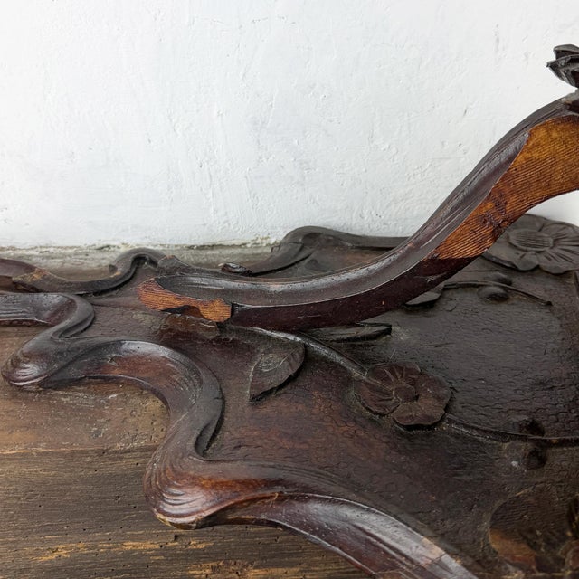 Antique Italian Liberty Art Nouveau Wall Shelf in Carved Wood, 1890s For Sale - Image 12 of 16