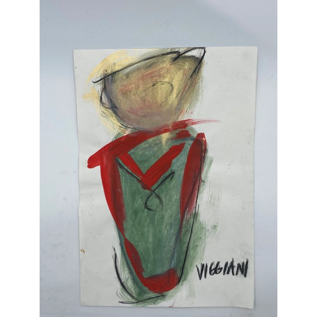 Abstract Late 20th Century Charcoal Abstract Drawing Signed Viggiani For Sale - Image 3 of 3