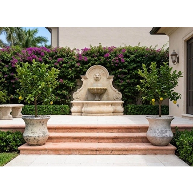 Pair of Vintage Faux-Stone Chipped Resin Garden Planters For Sale - Image 11 of 12