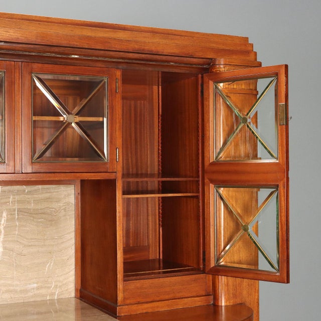 Wood Italian Display Cabinet in Mahogany and Marble For Sale - Image 7 of 16