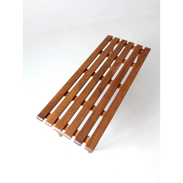 Mid Century Slat Wood Bench Coffee Table For Sale - Image 4 of 10