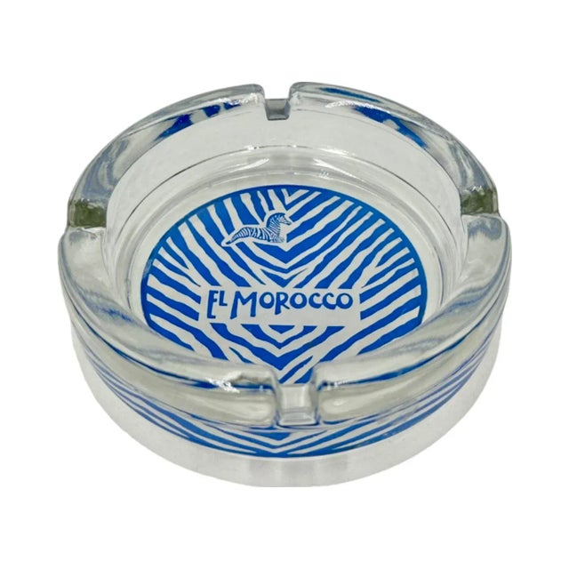 Glass Vintage El Morocco Nyc Nightclub Zebra Glass Ashtray New York For Sale - Image 7 of 13