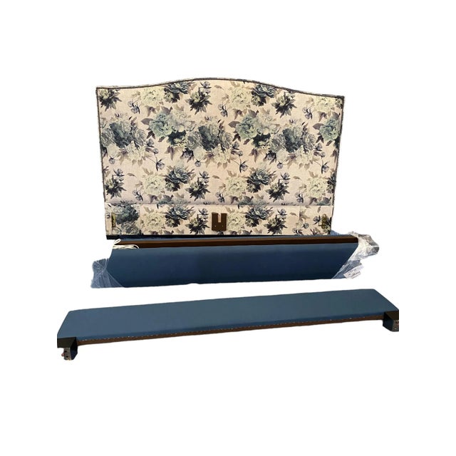 Custom Upholstered Headboard with Nail Heads and Side Rails Bed Dimensions: 79" OAW x 90"L x 54"OAH. Approximate Side...