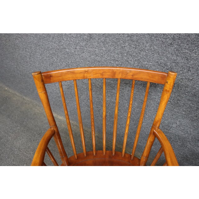 L. & j.g. Stickley Solid Cherry Fan Back Windsor Armchairs, Pair For Sale - Image 11 of 15