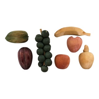 7 Pieces of Vintage Wooden Fruit For Sale