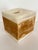 Nice, heavy natural onyx stone tissue box cover. White and honey colored onyx. Unmarked.