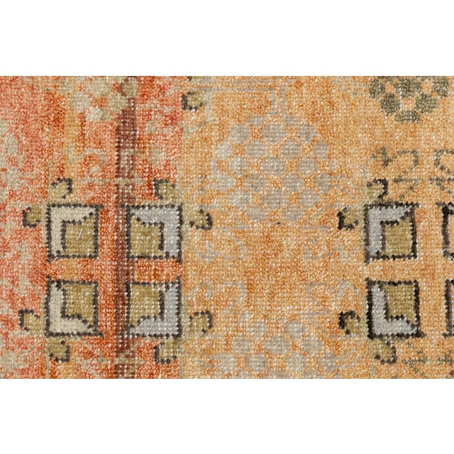 Transitional Khotan Patterned Wool Rug in Earthy Terracotta, Gold, and Sage For Sale - Image 4 of 13