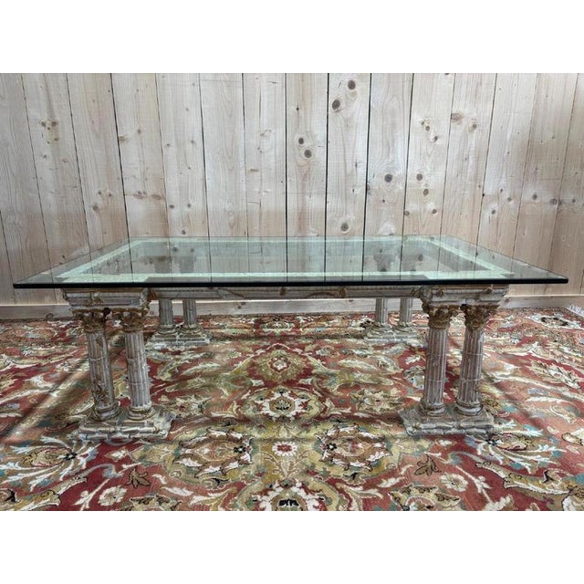 Coffee Table with Corinthian Columns and Glass Top For Sale - Image 10 of 10
