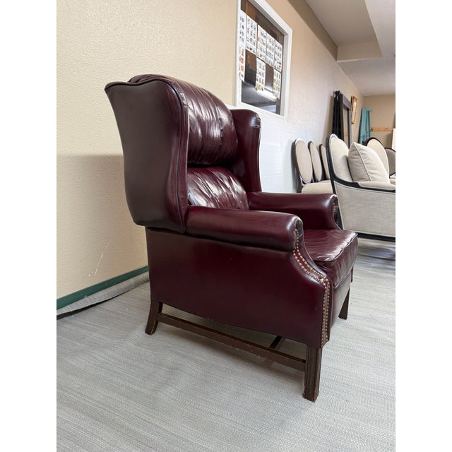 Burgundy Bradington Young Chippendale Hi-Leg Recliner, Burgundy For Sale - Image 8 of 12