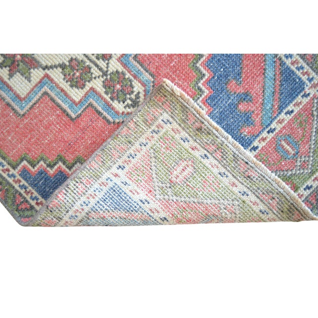 Hand Knotted Turkish Rug Colorful Small Rug Door Mat - 1′8″ × 3′7″ For Sale - Image 6 of 7