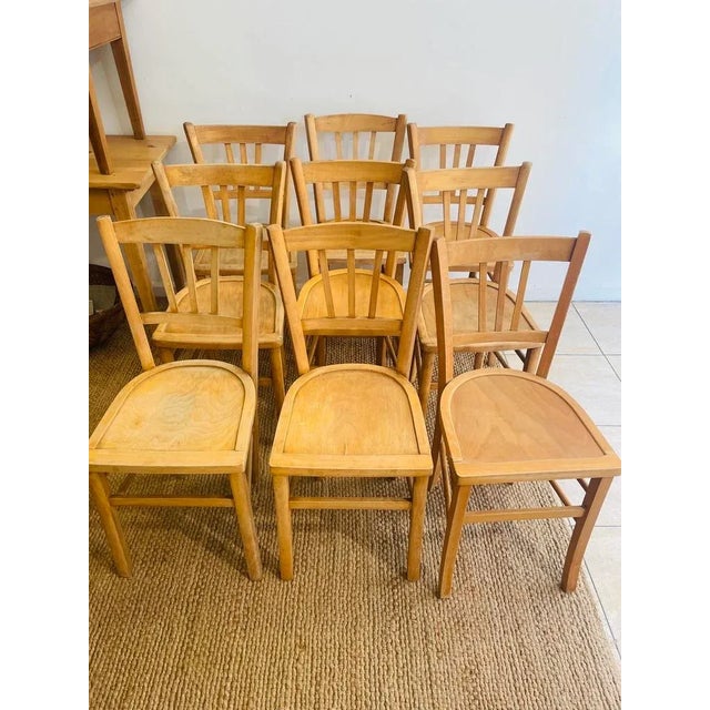 Vintage French Bistro Chairs, 1950s, Set of 9 For Sale - Image 8 of 8
