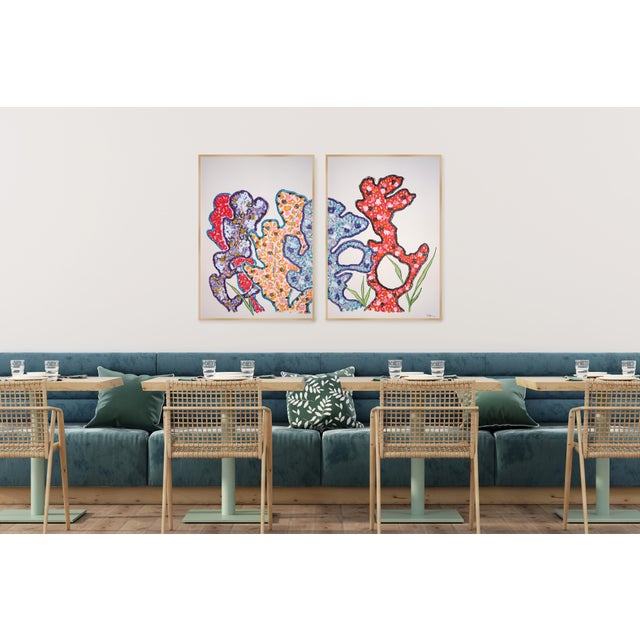 2020s 2026, Illustration Style, Coral Architecture, Vivid Tones, Gouache Crayon on Watercolor Paper by Romina Milano For Sale - Image 5 of 10