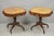 Vintage English Regency Style Leather Top Mahogany Drum End Tables with 4 Drawers Each - a Pair. Tables feature brass...