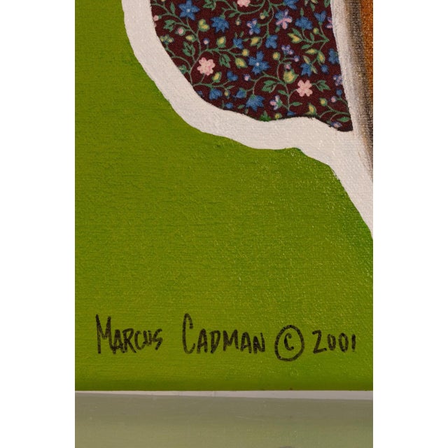 Red Marcus Cadman - Remaining True 2001 Signed Acrylic on Canvas Native American Art For Sale - Image 8 of 9