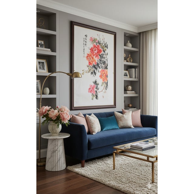 Chinoiserie Guo Se Tian Xiang" (National Beauty, Heavenly Fragrance) - Original Large-Scale Chinese Peony Painting For Sale - Image 3 of 18