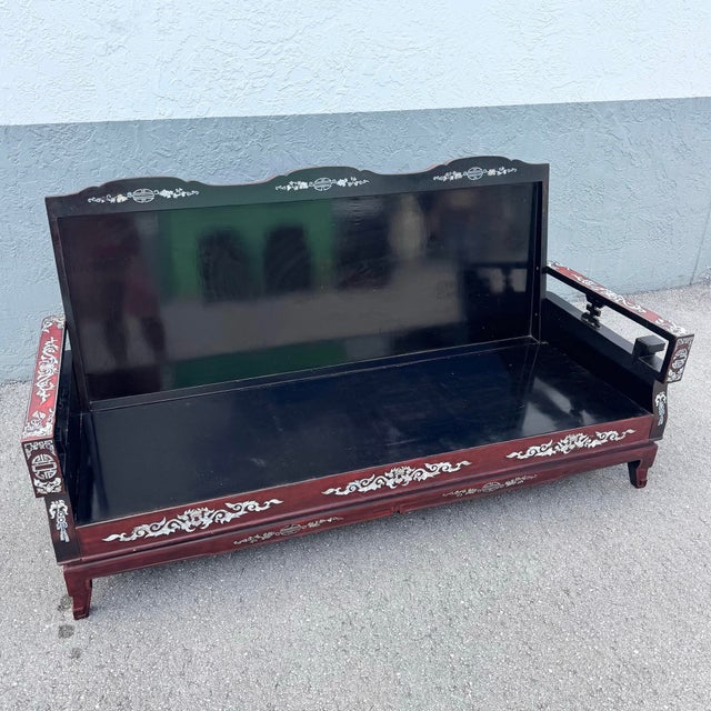 Vintage Chinese Rosewood With Mother of Pearl Inlay Sofa For Sale - Image 11 of 12