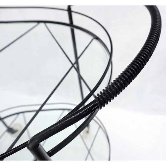 Oval Mid-Century Modern Black Lacquer Serving Bar Tea Cart For Sale - Image 9 of 13