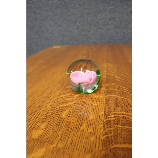 Art Glass Rose Paperweight For Sale - Image 4 of 6