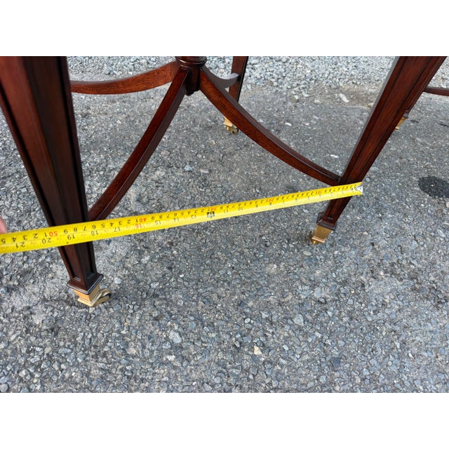 Late 20th Century Pair of English Regency Style Inlaid Octagon Side Tables With Casters For Sale In Washington DC - Image 6 of 11