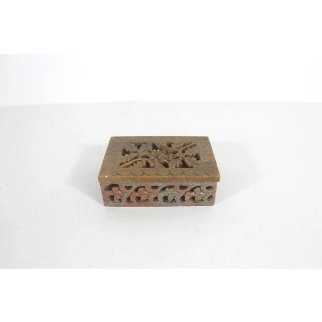 Late 20th Century Late 20th Century Vintage Carved Stone Rectangle Box For Sale - Image 5 of 9