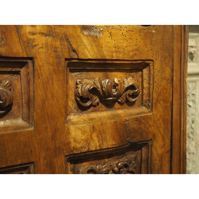 Spanish Unusual Circa 1650 Solid Walnut Carved Single Door Cabinet From Spain For Sale - Image 3 of 18