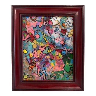 Serg Graff "Gallop, Little Horse!" Abstract Painting Framed Outsider Art Coa For Sale