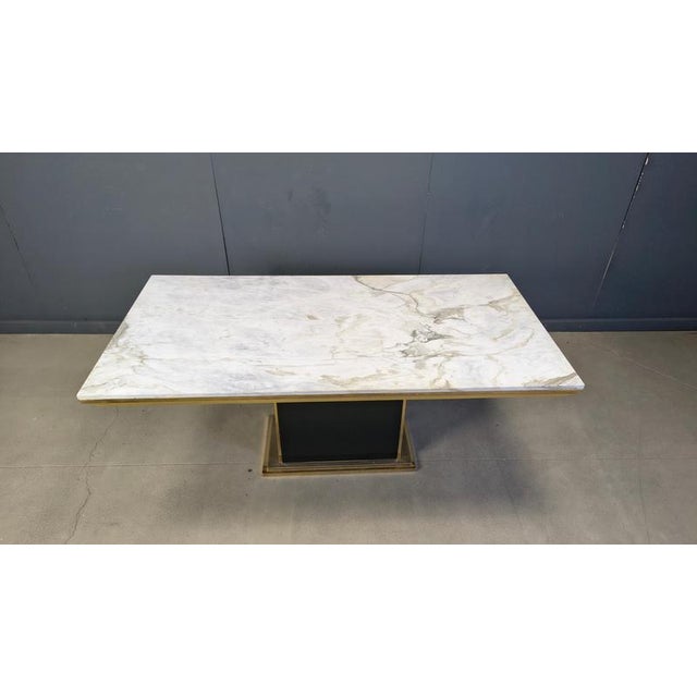 Black Vintage White Marble and Brass Dining Table, 1970s For Sale - Image 8 of 14
