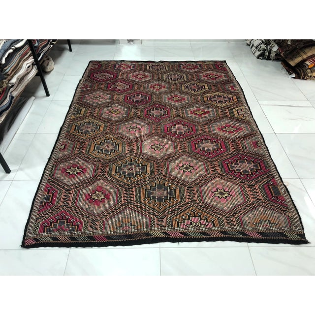 1960s Oversize Tribal Vintage Kilim Rug - 6′7″ × 9′1″ For Sale - Image 11 of 11