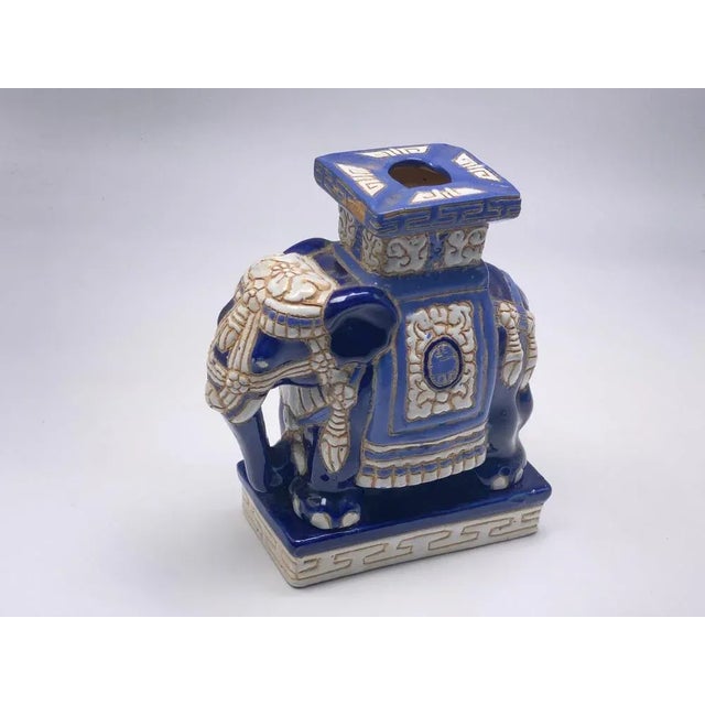 Mid-20th century glazed ceramic elephant garden stool, flower pot. Handmade of ceramic. Nice addition to your home, patio...