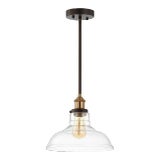 Minimal Pendant Light- Iron & Clear Glass For Sale