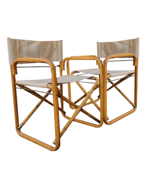 Set of Mid-Century Italian Bamboo Folding Chairs, 1960s
