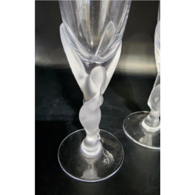 Retired Carl Faberge "Kissing Doves" Art Deco Champagne Flutes - A Pair For Sale - Image 10 of 11