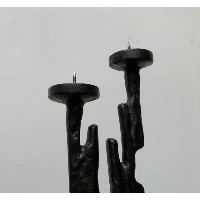 Brutalist Vintage Brutalist Sculptural Metal Candleholder For Sale - Image 3 of 18
