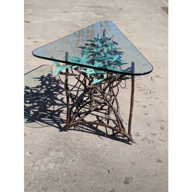 Metal Late 20th Century Hand Made Copper Triangle Mangrove Coffee Table Botanical For Sale - Image 7 of 16