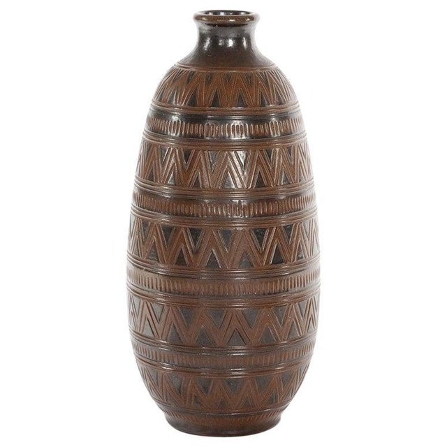 Scandinavian Modern Brown Stoneware Floor Vase by Arthur Andersson for Wallåkra For Sale - Image 15 of 15