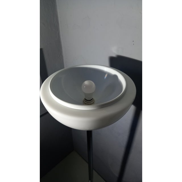Metal Floor Lamp in Chrome with Milk Glass Lampshade, 1970s For Sale - Image 7 of 10