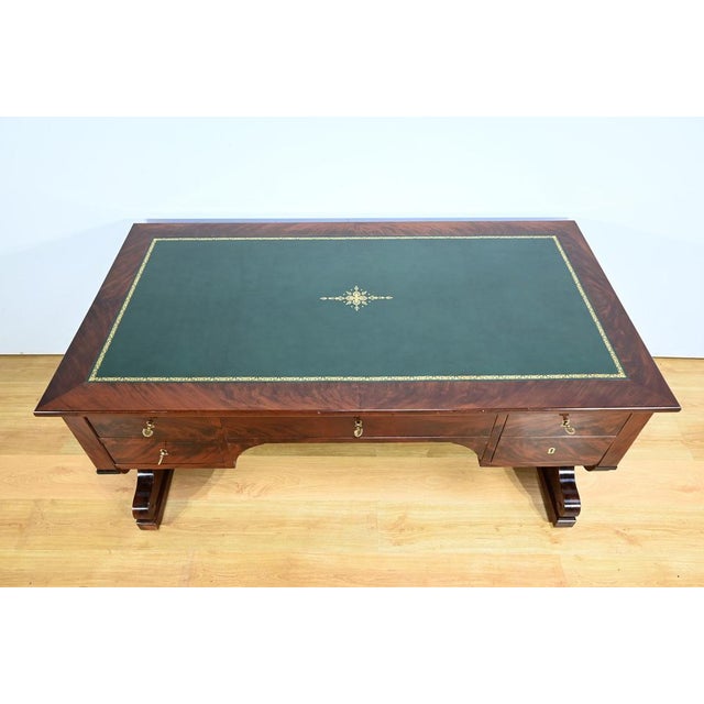 Early 19th Century Restoration Desk in Burr Mahogany, 1890s For Sale - Image 5 of 18
