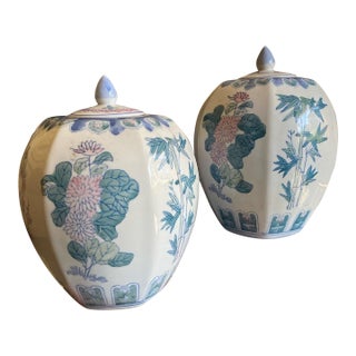 Pair of Vintage Large Chinoiserie Jars For Sale