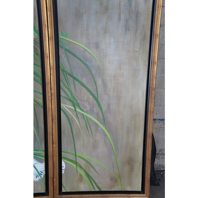 Summer Rain After Saikai Hoitsu Contemporary School Oil Painting Folding Screen For Sale - Image 14 of 18