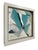 Contemporary Miniature White and Turquoise Abstract Collage Painting in Shadow Box Frame – Modern Bookshelf Art Decor For Sale - Image 3 of 11