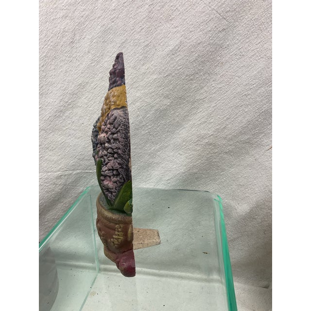 American Vintage Cast Iron Floral Doorstop For Sale - Image 3 of 5