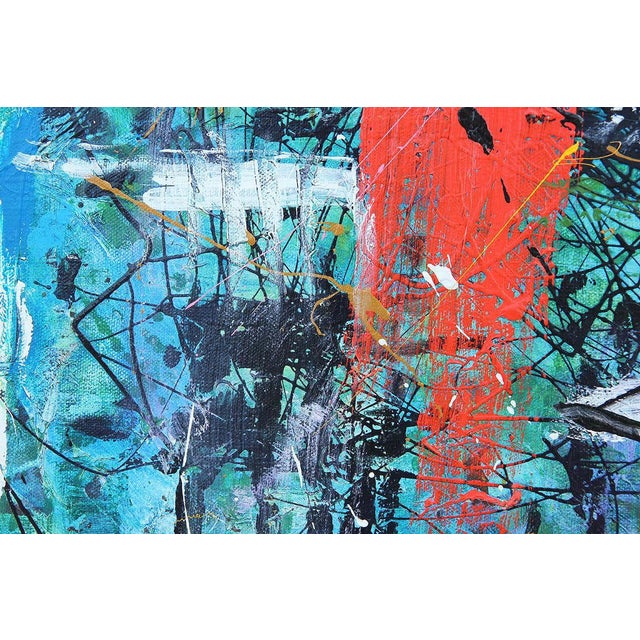 21st Century Contemporary Blue, Red, & Yellow Square Modern Abstract ...